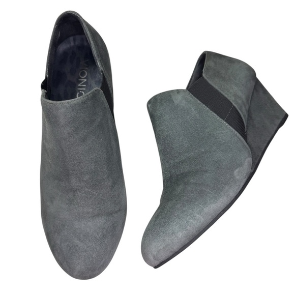 Vionic Elevated Stanton Suede Orthotic Wedge Boot Slate Grey Women's US 8 Nice - Picture 2 of 16